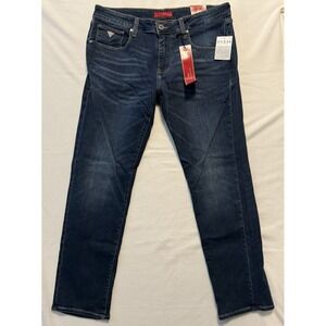 Guess Vermont Slim Straight Leg Low Rise Jeans Biru Wash T4BJ20D5MV0 Size 32x30